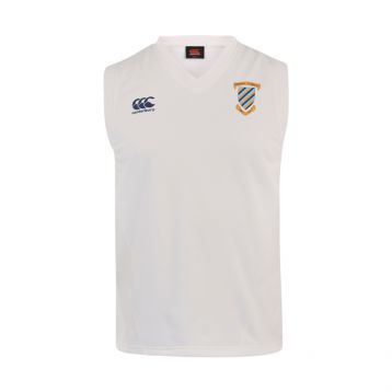 CCB Mens Cricket Sleeveless Overshirt White