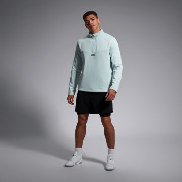 Mens Quarter Zip Fleece Top Light Blue